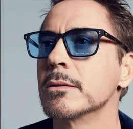 Sunglasses Rectangle Rivet Tony Stark Women Men 2024 Brand Designer Fashion Iron Man Glasses Vintage Oculos De Sol Masculino