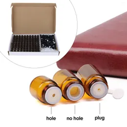 Depolama Şişeleri 100 PCS Mini Esansiyel Yağ Boş Konteyner DIY Aksesuarlar Parfüm Dispenser Seyahat etmek için Amber Cam Şişeler