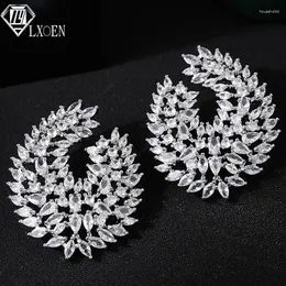 Dangle Earrings LXOEN Luxury Waterdrop Full Mirco Paved Cubic Zircon Naija Wedding Earring Fashion Women Party Jewelry Envio Gratis