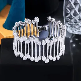 Bağlantı Bilezikleri Üç Glace Zarif Kübik Zirkonya Gümüş Renk Geometrik Zincir Gelin Düğün Bileziği Kadın Moda Takı Br285