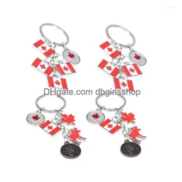 Chaveiros Lanyards Chaveiros 4 Pcs Metal Pingente Chaveiro Califórnia Bandeira Bolsa Chave Tag Mochilas Charme Canadá Pendent Drop Entregar Dh8Rb