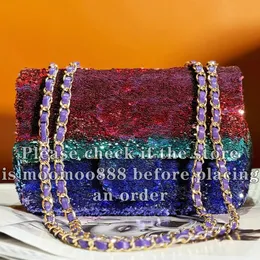 12A All-New Mirror Quality Designer Rectangle Sequins Flap Bag Mini 20CM Multi Color Purse Luxurys Handbags Evening Bag Crossbody Shoulder Chain Box Bags