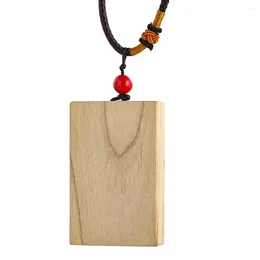 Pendant Necklaces Natural Peach Wood Laser Geometry Rectangle Blank Signs Necklace Mascot Amulet Dangle Choker Adjustable Chains Jewelry