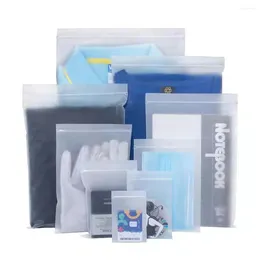 Förvaringspåsar 100st matt Clear CPE Plastic Zip Lock Bag Self Grip Zipper tätning Återförslutbar återanvändbar klädstrumpor Gift Hantverk Packing Puches