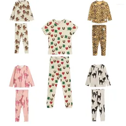 Kleidung Sets Kinder Set 2024 Frühling Herbst MR StRafina Jungen Mädchen T-shirt Hosen Baby Leopard Tiere Top T-stück Leggings kinder Kleidung