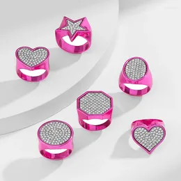 Anelli a grappolo Digital Color Rose Seal Ladies Love Ring Cocktail di moda per l'Europa e gli Stati Uniti