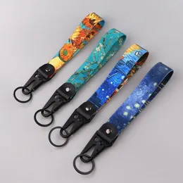 Keychains 원본 소설 소설 van Gogh 자동차 키 체인 키 홀더 키링을위한 키링 여성 선물 액세서리 패션 보석