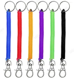 Keychains Spiral Retractable Spring Coil Keychain Theftproof Anti Lost Stretch Cord Safety Key Ring With Metal Lobster Clasp For Keys