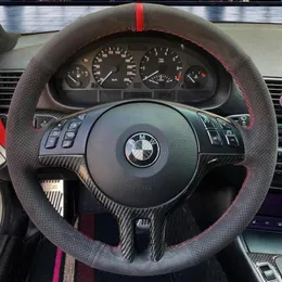 يغطي عجلة القيادة غطاء السيارة من جلد الغزال الناعم لـ BMW E39 E46 325i E53 X5 Auto Interior Interior Wrap DIY