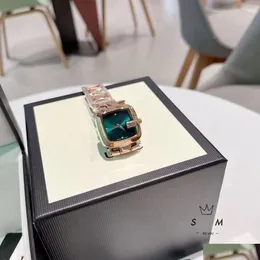 Kvinnors klockor klassisk elegant designer titta på högkvalitativ kvinnors Matic Quartz Fashion Simple Watches 30mm Square Fl rostfritt stål DHFBT