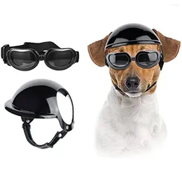Hundebekleidung ATUBAN Kleine Schutzbrille mit Helm, UV-Schutz, verstellbare Hunde-Sonnenbrille, winddicht, beschlagfrei, Motorrad-Welpenbrille