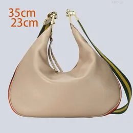 10A Attache large shoulder bag crescent moon shape G shaped hook closure with zip Detachable Blue and red Web trim Luxury Designer