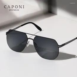 Óculos de sol Caponi Nylon Polarizado Homens Ao Ar Livre Viagem Metal Sun Óculos Flexíveis Sem Parafusos Design UV400 Proteger Shades CP15007