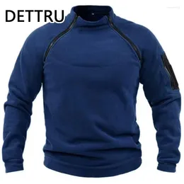 Herrtröjor vinter herr militär tröja fleece dragkedja pullover mode fast färg lös lamm tjock jacka män kläder streetwear