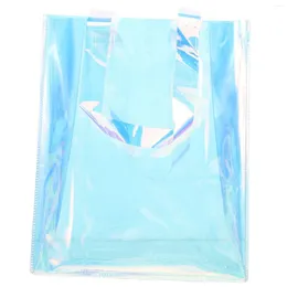 보관 가방 무지개 빛깔 토트 백 비치 핸드백 캐주얼 쇼핑 홀로그램 여성 PVC 선물 포장 휴대용 방수 클리어