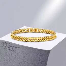 Link Bracelets vnox 5.3mm 쿠바 체인 팔찌 골드 컬러 스테인리스 스틸 이탈리아 연석 팔찌 선물 보석