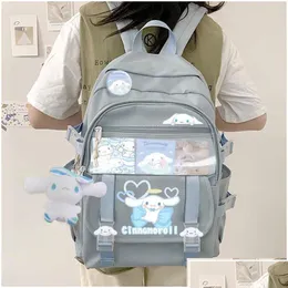 Mochilas Crianças Mochila Kawaii Sanrioed Kuromi Minha Melodia Cinnamoroll Bonito Dos Desenhos Animados Grande Capacidade Estudante Saco De Escola Drop Del Entregar Dhvkr