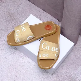 New Designer Women's Wooden Sandals Fluffy Flat Bottom Mule Slippers Multi color Lace Letter Canvas Slippers Summer Home Shoes Luxury Brand chl01 Beach Shoes Size