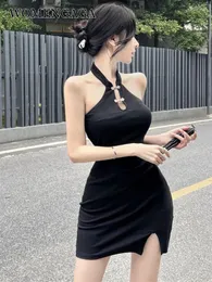 Casual Kleider WOMENGAGA Chinesischen Stil Halfter Kleid Weibliche Sommer Spice Mädchen Hohe Taille Cheongsam Süße Sexy Koreanische Frauen Tops 1PYV