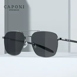 Óculos de sol Caponi Pochromic for Men Alloy Carbon Firber polarizou óculos de sol UV400 Projeto de marca original Tons BS23027