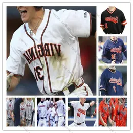 Baseball College nosi NCAA Virginia Uva Baseball Jersey Tyler Campbell Cole Hunter Meador Clay Taylor JoJo Kelliher DJ DJ Dickson B High