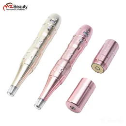 Mikrobladlı kaş desgin için şarj edilebilir kalıcı makyaj makinesi kablosuz Dermografo Dövme Pen Altın 10 PCS R1 R3 Needles240129