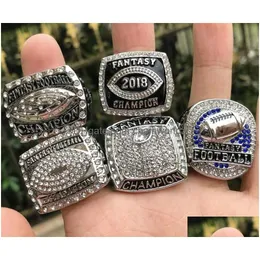 14Pcs 2011 - 2023 Year Fantasy Football Team Champions Championship Ring With Wooden Box Souvenir Men Fan Gift 2022 Drop Delivery Dhegw