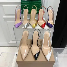 Gianvite Rossiy abito firmato décolleté in vernice scarpe sandali sottili con tacco alto Scarpe da donna di lusso con reggicalze da sera