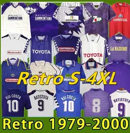 Retro FIORENTINA Soccer Jerseys BATISTUTA RUI COSTA Vintage Florence RUI COSTA Football Shirt Camisas de Futebo 84 85 89 90 91 92 93 94 95 96 97 98 99 00 1984 1985 1998 1999