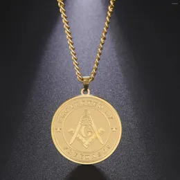 Anhänger Halsketten Skyrim Punk Freimaurer Halskette für Männer Edelstahl Gold Farbe Lange Box Kette geschützt durch Freimaurer Schmuck Geschenk