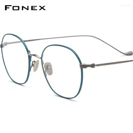 النظارات الشمسية إطارات Fonex Pure Titanium Glasses Frame Women Retro Round Joplasses Men's Vintage Myopia Optical Eyewear F85751