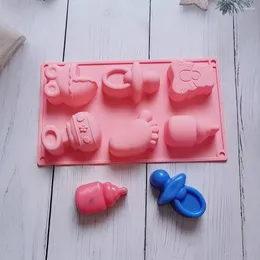 Moldes de cozimento Bebê Material Tema Bolo Molde Silicone Chocolate para Nipper Garrafa de Alimentação Pé Sabonete Artesanal