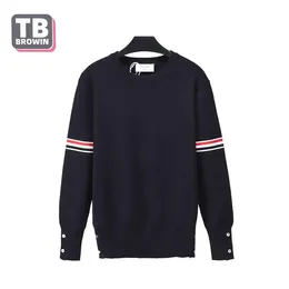 Herren Hoodies TB BROWIN Flagship-Store Marke Strickpullover Herbst Winter Luxus Mode Lässig Mantel Wolle Thom Gestreifter 4-Bar Pullover