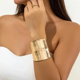 Bangle Purui Trendy Big Geometric Cuff Pulseira para Mulheres Abertura Ampla Heavy Metal Bangles Feminino Jóias Presentes de Festa de Casamento