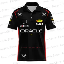 Мужские поло 2024 F1 Racing Red Team Мужская рубашка поло Летняя черная футболка большого размера CHECO 11 Driver Fans Спортивные детские топы