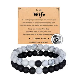 Charme pulseiras linha branco pinho preto fosco pulseira conjunto e amor casal de aço inoxidável par de estudante entrega gota otewr