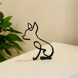 Decorative Figurines Dog Art Sculpture Simple Metal Abstract For Home Party Office Desktop Decoration Cute Pet Cats Gifts