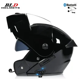 Motorcycle Helmets BLD Personalised Flip Up Helmet Men Women Fashion Dual Bluetooth Lens Motocross Racing Modular Casco Moto Dot