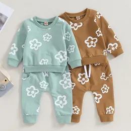 Giyim Setleri 2 PCS Sonbahar Kış Kış Bebek Kız Giysileri Set Çiçek Baskı Sıcak Sweatshirt Pantolon Çocuk Trailsuit Toddler Kıyafet