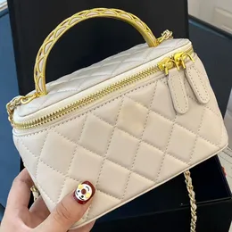 Custodia in pelle ad alta capacità Custodia portaoggetti Manico in rilievo Borse da sera moda in metallo pesante Borsa da donna moda Borsa a tracolla classica con scatola Mini borse