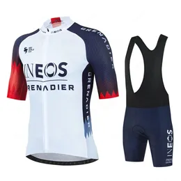 ineos 남자 짧은 슬리브 사이클링 저지 세트 여름 비키 클레타 의류 mtb maillot ropa ciclismo 스포츠웨어 블루 자전거 정장 240130