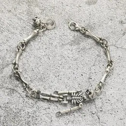 Länkarmband vintage halloween skelettarmband för kvinnor män mode punk charm metall skalle kedja armband 2024 smycken gåva unisex