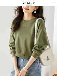 Women's Hoodies Vimly 2024 Autumm Casual Loose Sweatshirts Women Long Sleeve Crop Tops Round Neck Asymmetrical Hem Pullovers Streetwear