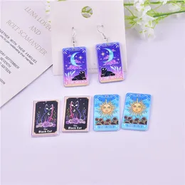 Takılar 10 adet Mix Style Tarot Kart Sun Moon Cat Küpe Kolye Mücevher Yapma Zanaat DIY için Akrilik Kolye