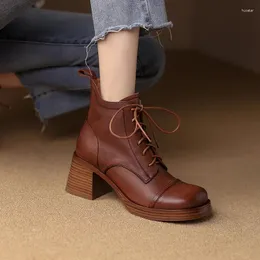 Boots 2024 Autumn/winter Fashion Thick Heel Round Toe Women Shoes Ankle Boot High Short Platform For