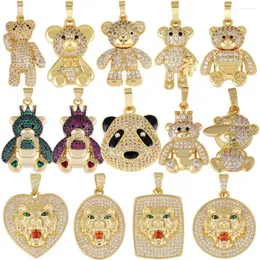 Charms Juya DIY 18 Karat Echtgold vergoldet CZ Kupfer Leopard Panda Bär Tiger für handgefertigte Weihnachts-Frauen-Anhänger-Schmuckherstellung