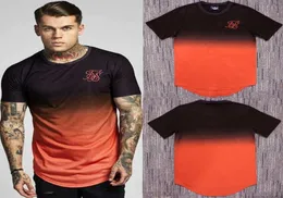 2018 Мужская футболка Sik Silk West Sik Silk Мужская повседневная футболка в стиле хип-хоп с нерегулярным кроем на молнии с короткими рукавами Черный оранжевый9300573
