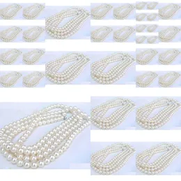 Pendant Necklaces Necklaces 50 Inch 78Mm Aaaaa Perfect Akoya White Pearl Necklace 14K Yellow Gold Drop Delivery Jewelry Necklaces Pend Dhg0F