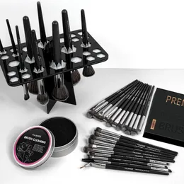 MAANGE 25PCS Professional Makeup Brushes Set Powder Blush Concealer Blending Brush with Drying Rack Cleaner Sponges 240126