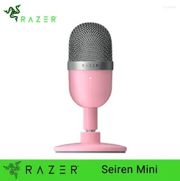 Mikrofonlar Razer Seiren Mini USB Kondenser Mikrofon Ultra Kompakt Akış Süper Kardiyoid Toplama Deseni Pembe